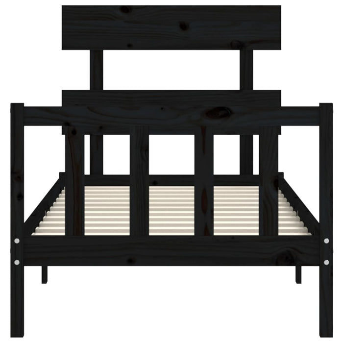 Giroletto con Testiera Nero Single in Legno Massello 3193240