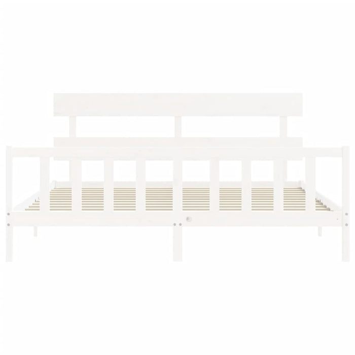 Giroletto Testiera Bianco Super King Size-Struttura Letto in Legno Massello 850062