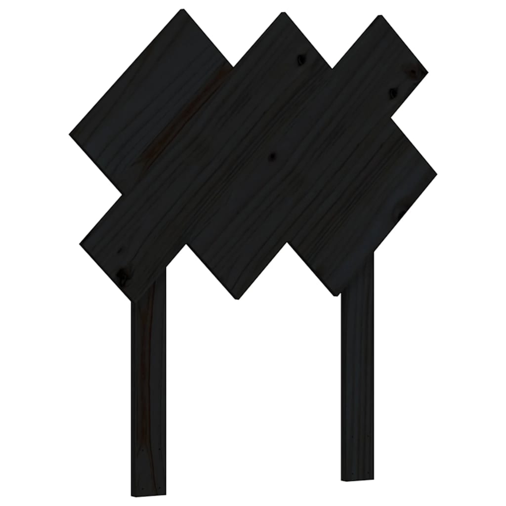 Giroletto con Testiera-Struttura Letto con testiera Nero Small Single in Legno Massello 664356