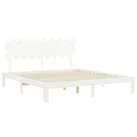 Giroletto Testiera Bianco Super King Size-Struttura Letto in Legno Massello 186904