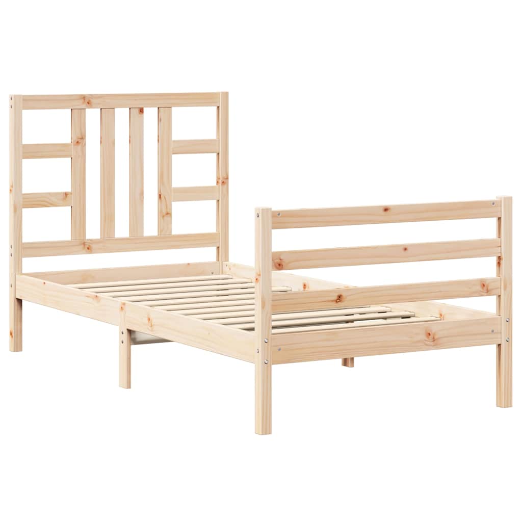 Giroletto con Testiera Single-Struttura Letto in Legno Massello 598271