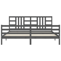 Giroletto con Testiera Grigio 200x200 cm in Legno Massello 3193943