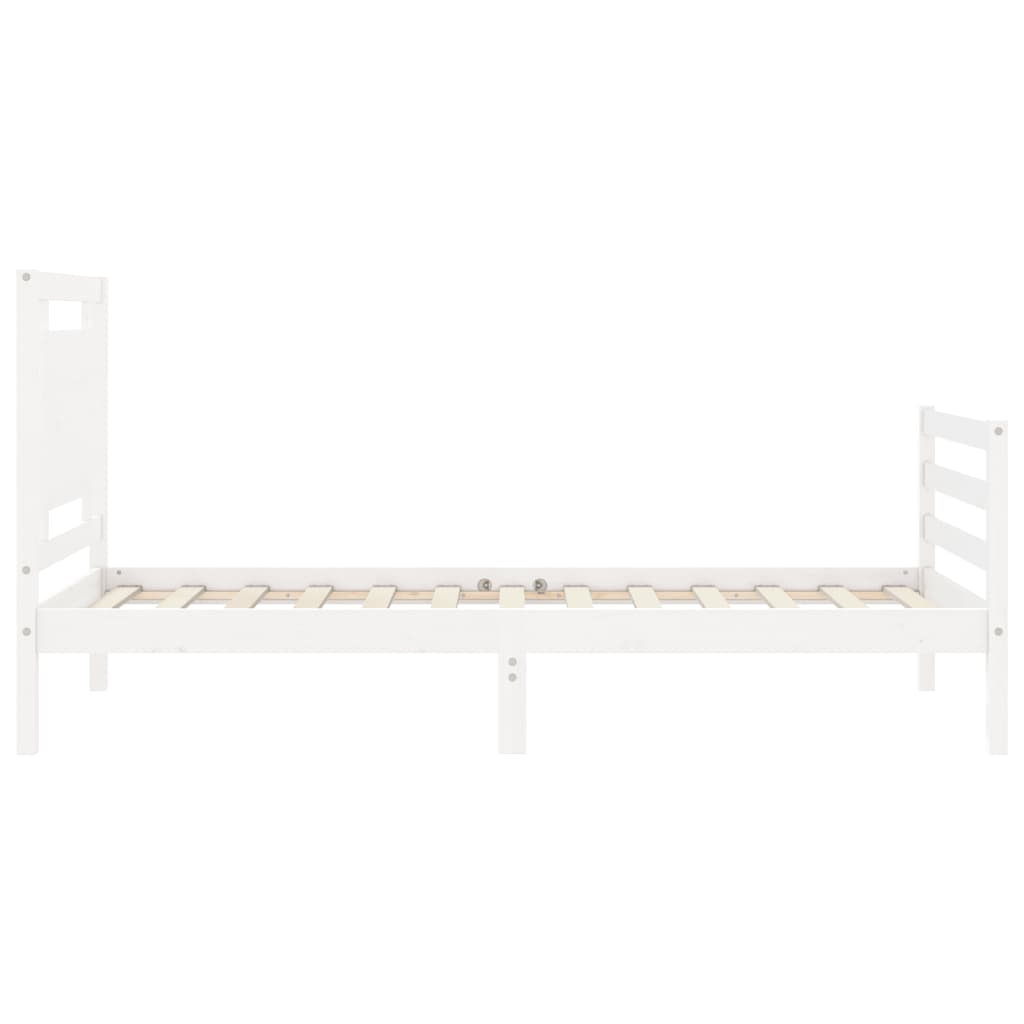 Giroletto con Testiera Bianco 90x200 cm in Legno Massello 3194037
