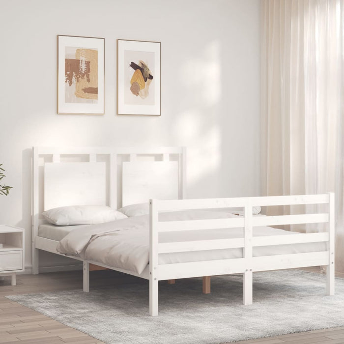 Giroletto con Testiera Bianco 140x200 cm in Legno Massellocod mxl 93748