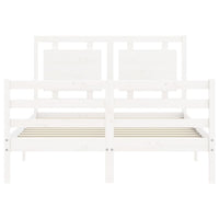 Giroletto con Testiera Bianco 140x200 cm in Legno Massello 3194052