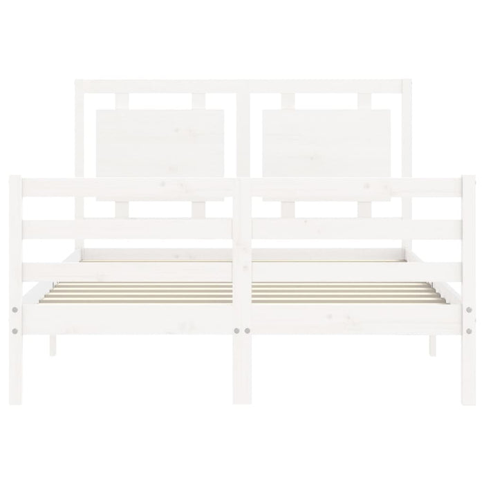 Giroletto con Testiera Bianco 140x200 cm in Legno Massello 3194052