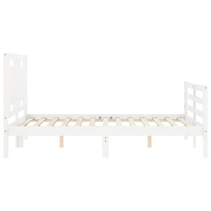 Giroletto con Testiera Bianco 140x200 cm in Legno Massello 3194052