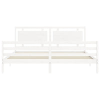 Giroletto con Testiera Bianco 200x200 cm in Legno Massello 3194072