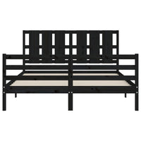 Giroletto con Testiera Nero 160x200 cm Legno Massello 3194130