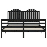 Giroletto con Testiera Nero 160x200 cm Legno Massello 3194195