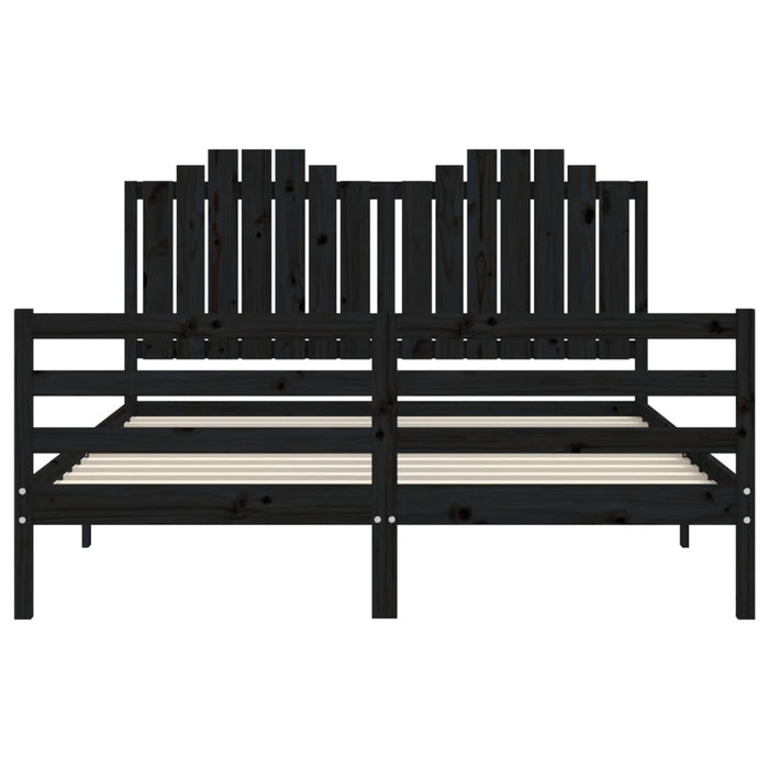 Giroletto con Testiera Nero 160x200 cm Legno Massello 3194195