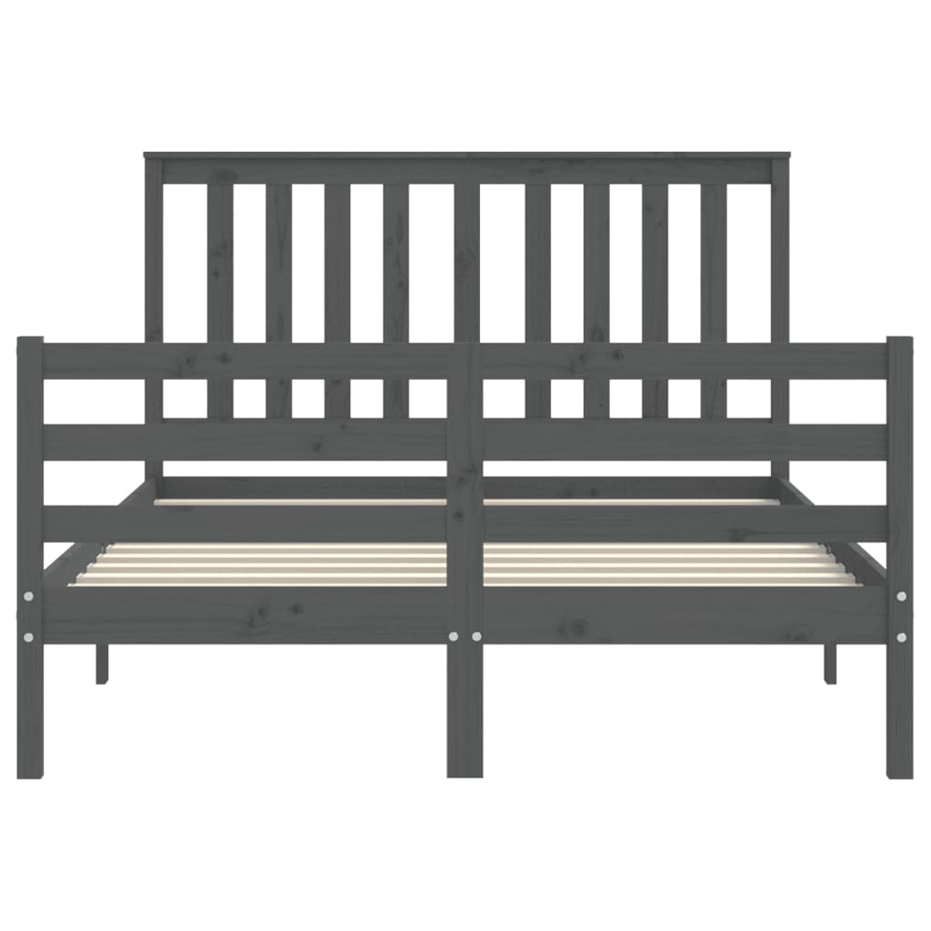 Giroletto con Testiera Grigio 140x190 cm in Legno Massello 3194228