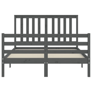 Giroletto con Testiera Grigio 140x190 cm in Legno Massello 3194228