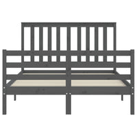 Giroletto con Testiera Grigio 140x200 cm in Legno Massello 3194248