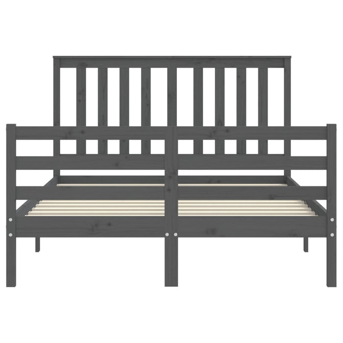 Giroletto con Testiera Grigio 140x200 cm in Legno Massello 3194248