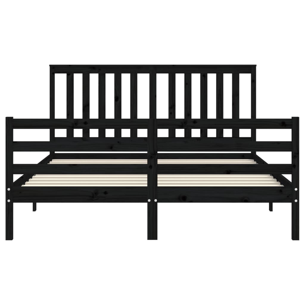 Giroletto con Testiera Nero 160x200 cm Legno Massello 3194260