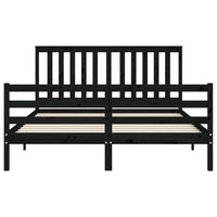 Giroletto con Testiera Nero 160x200 cm Legno Massello 3194260