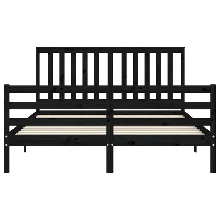 Giroletto con Testiera Nero 160x200 cm Legno Massello 3194260