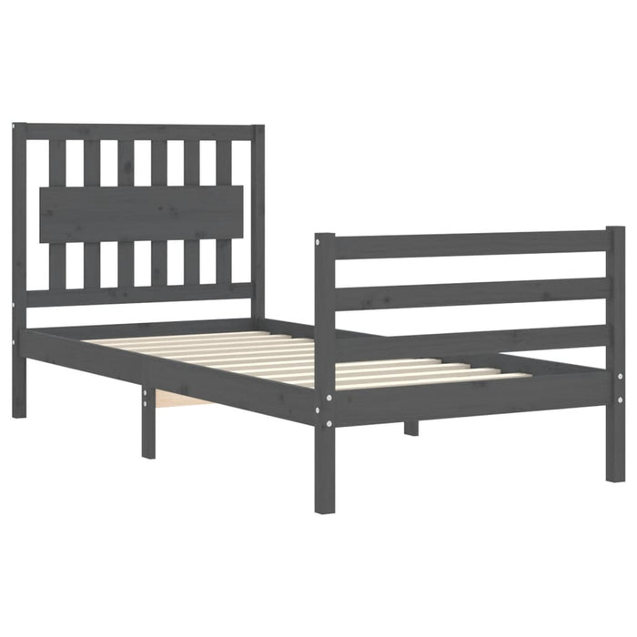 Giroletto con Testiera Grigio 90x200 cm in Legno Massello 3194298