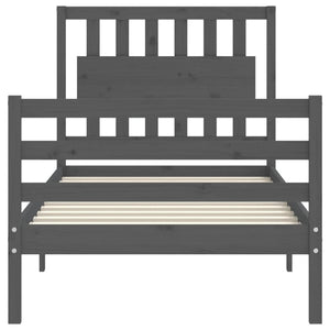 Giroletto con Testiera Grigio 90x200 cm in Legno Massello 3194298