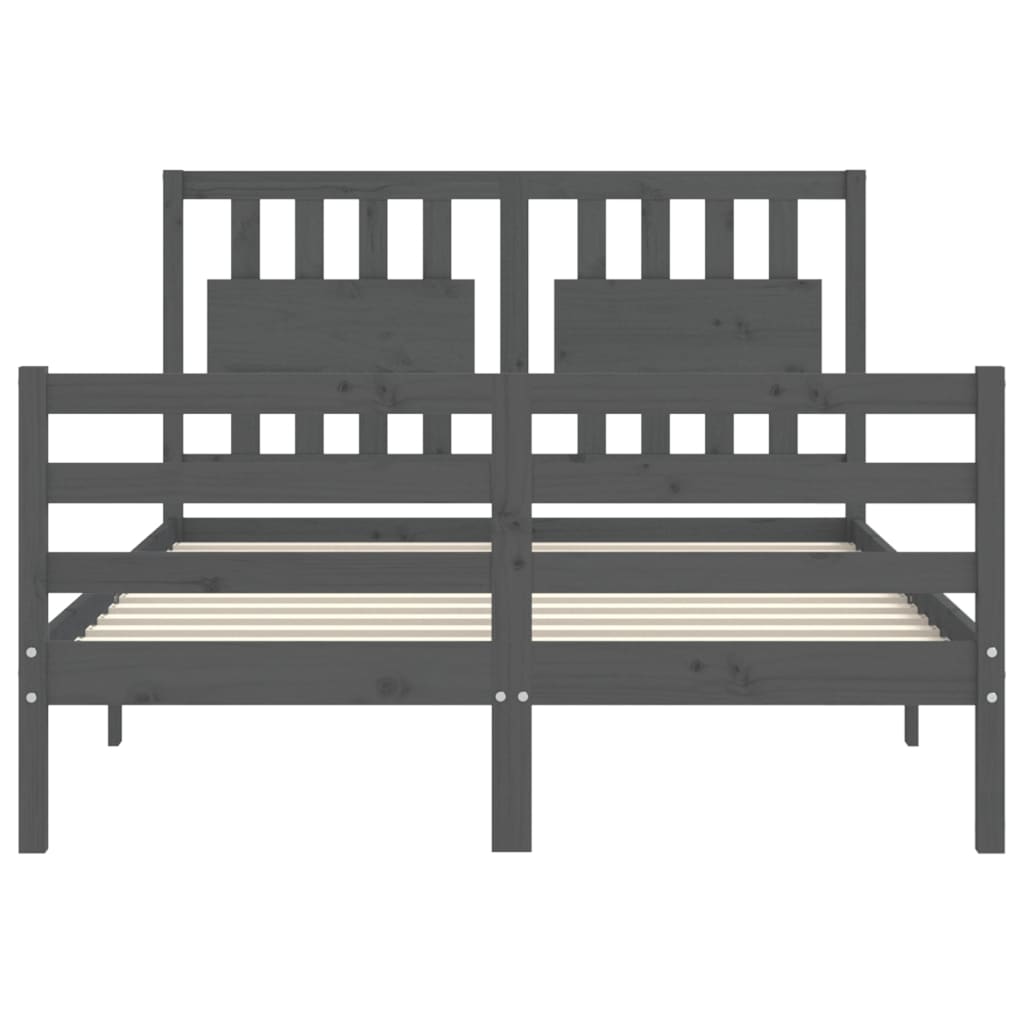 Giroletto con Testiera Grigio 140x200 cm in Legno Massello 3194313