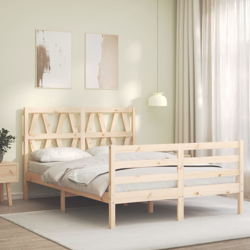 Giroletto con Testiera-Struttura Letto con testiera Double in Legno Massello 801683