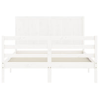 Giroletto con Testiera Bianco 140x190 cm in Legno Massello 3194487