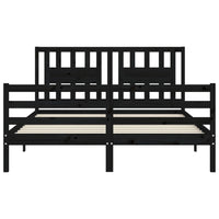 Giroletto con Testiera Nero 160x200 cm Legno Massello 3194585