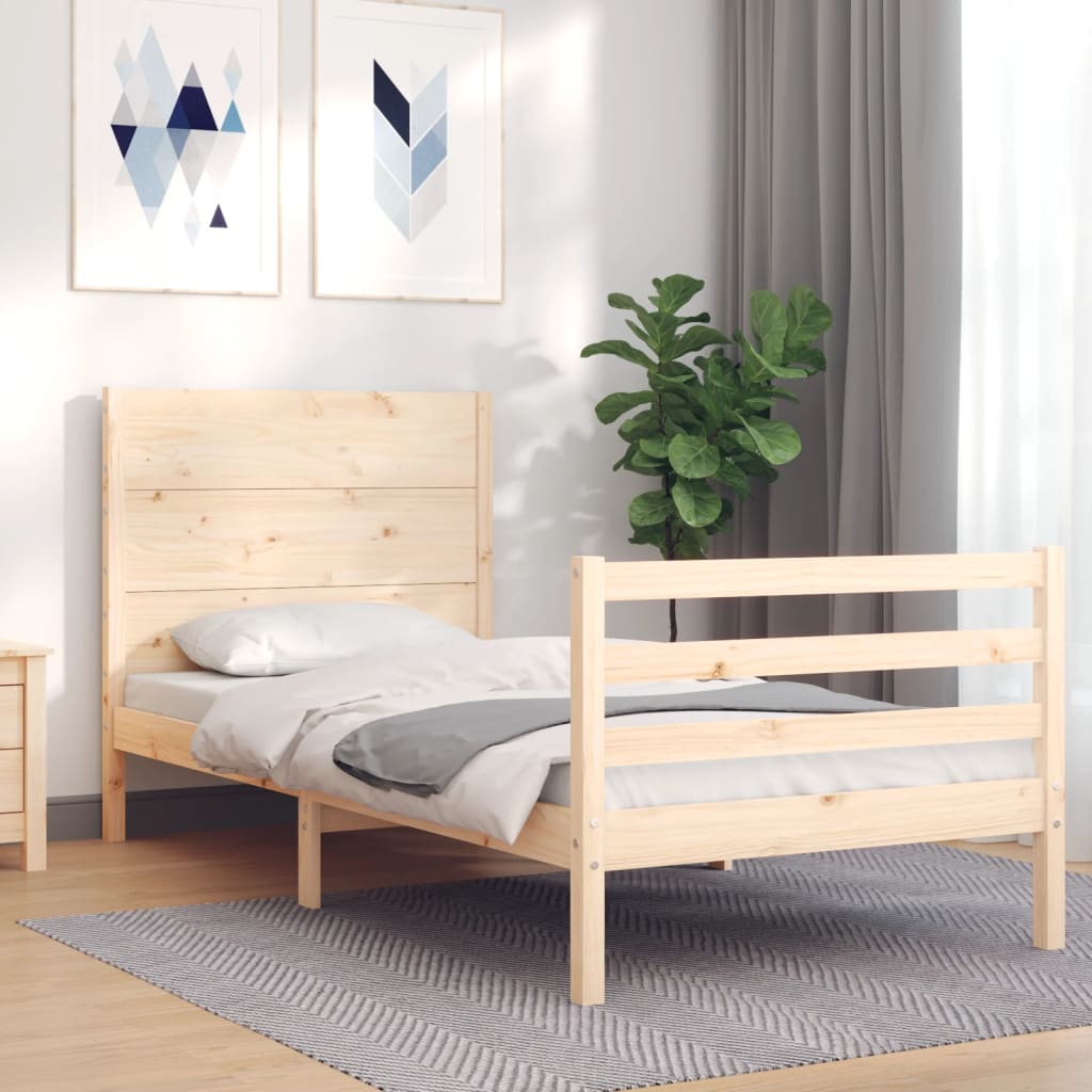 Giroletto con Testiera Small Single-Struttura Letto in Legno Massello 598617