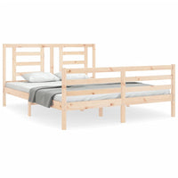 Giroletto con Testiera-Struttura Letto con testiera King Size in Legno Massello 887952
