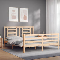 Giroletto con Testiera-Struttura Letto con testiera King Size in Legno Massello 887952