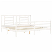 Giroletto Testiera Bianco Super King Size-Struttura Letto in Legno Massello 618352