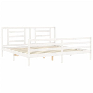 Giroletto Testiera Bianco Super King Size-Struttura Letto in Legno Massello 618352
