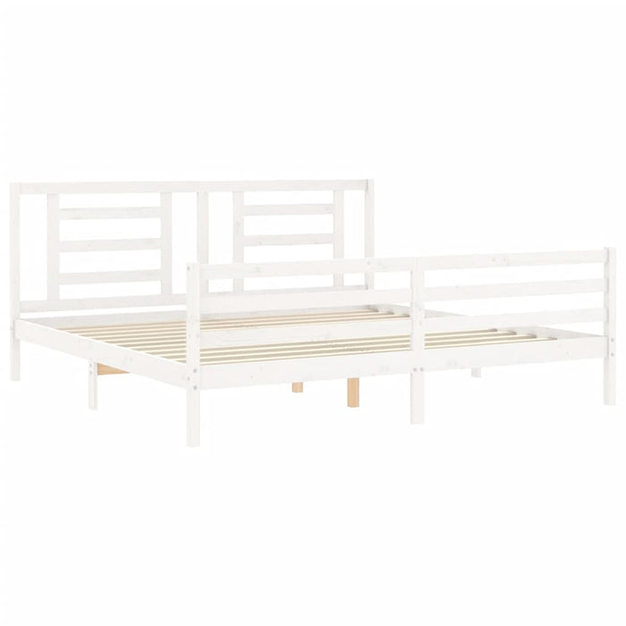Giroletto Testiera Bianco Super King Size-Struttura Letto in Legno Massello 618352