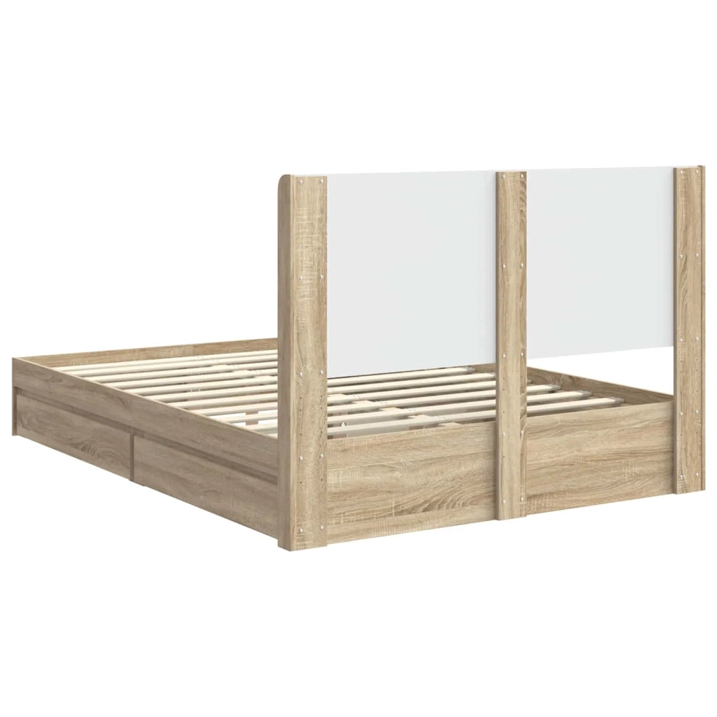 Struttura del letto con stoccaggio e testata Rovere Sonoma
