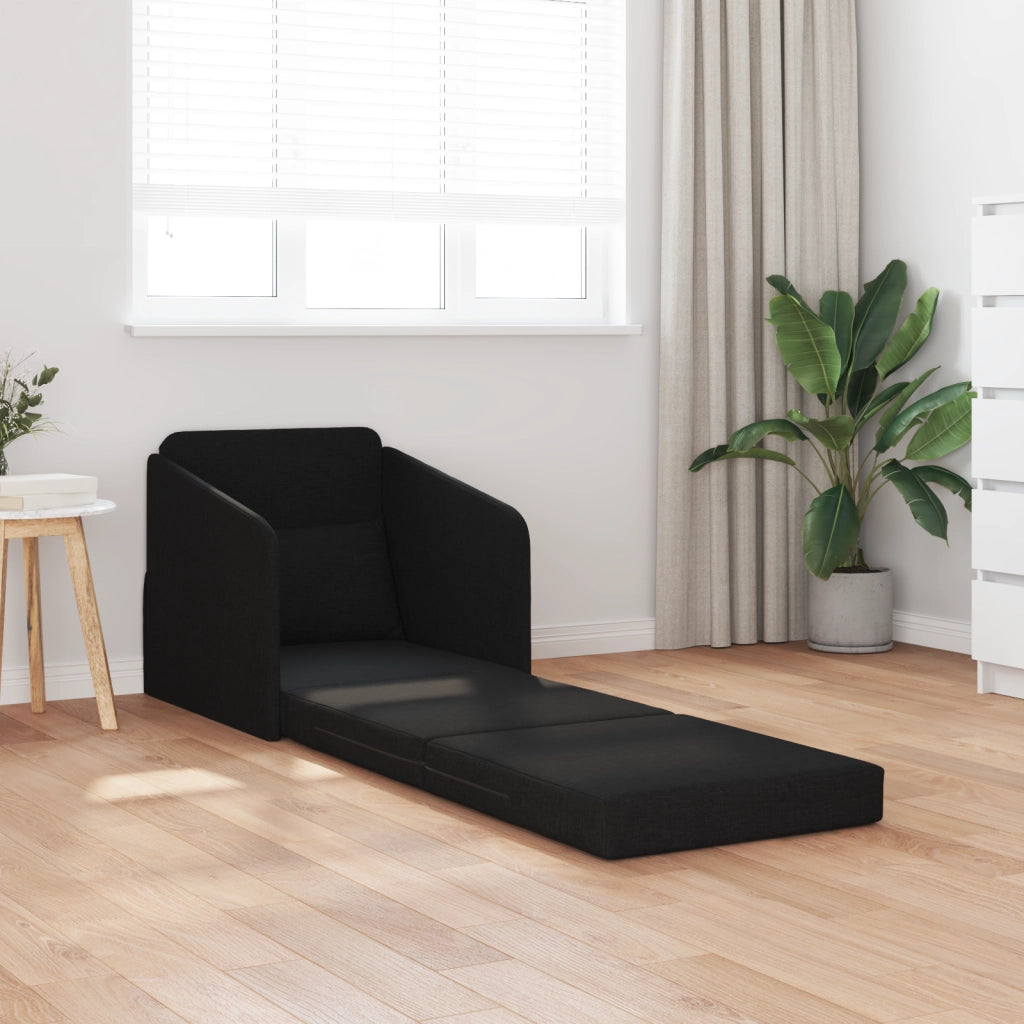 Divano Letto 2-in-1 Nero 65x80x83 cm Tessuto