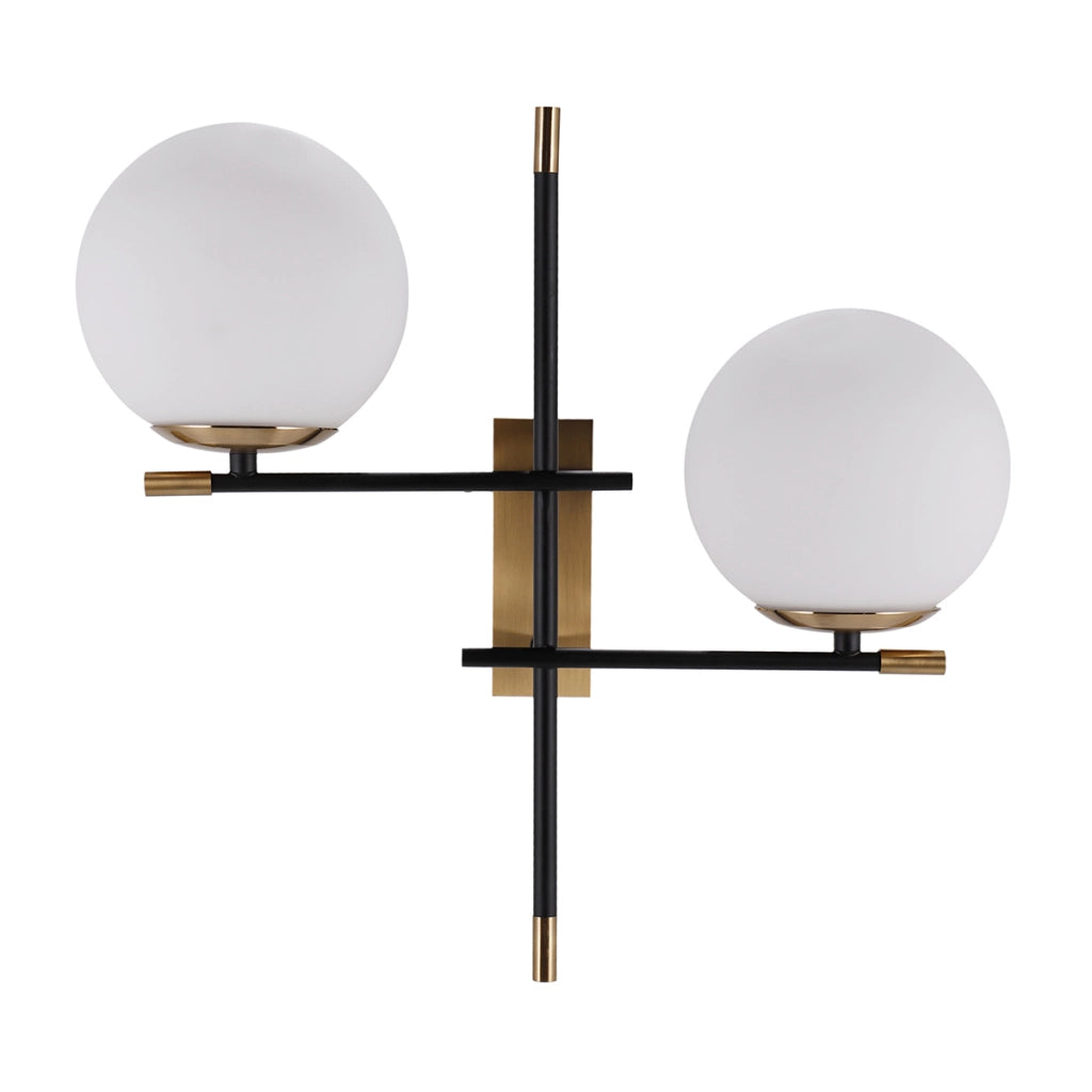 Applique moderna Stelia Italux nero/bronzo sfere bianche 2xE14