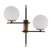 Applique moderna Stelia Italux nero/bronzo sfere bianche 2xE14