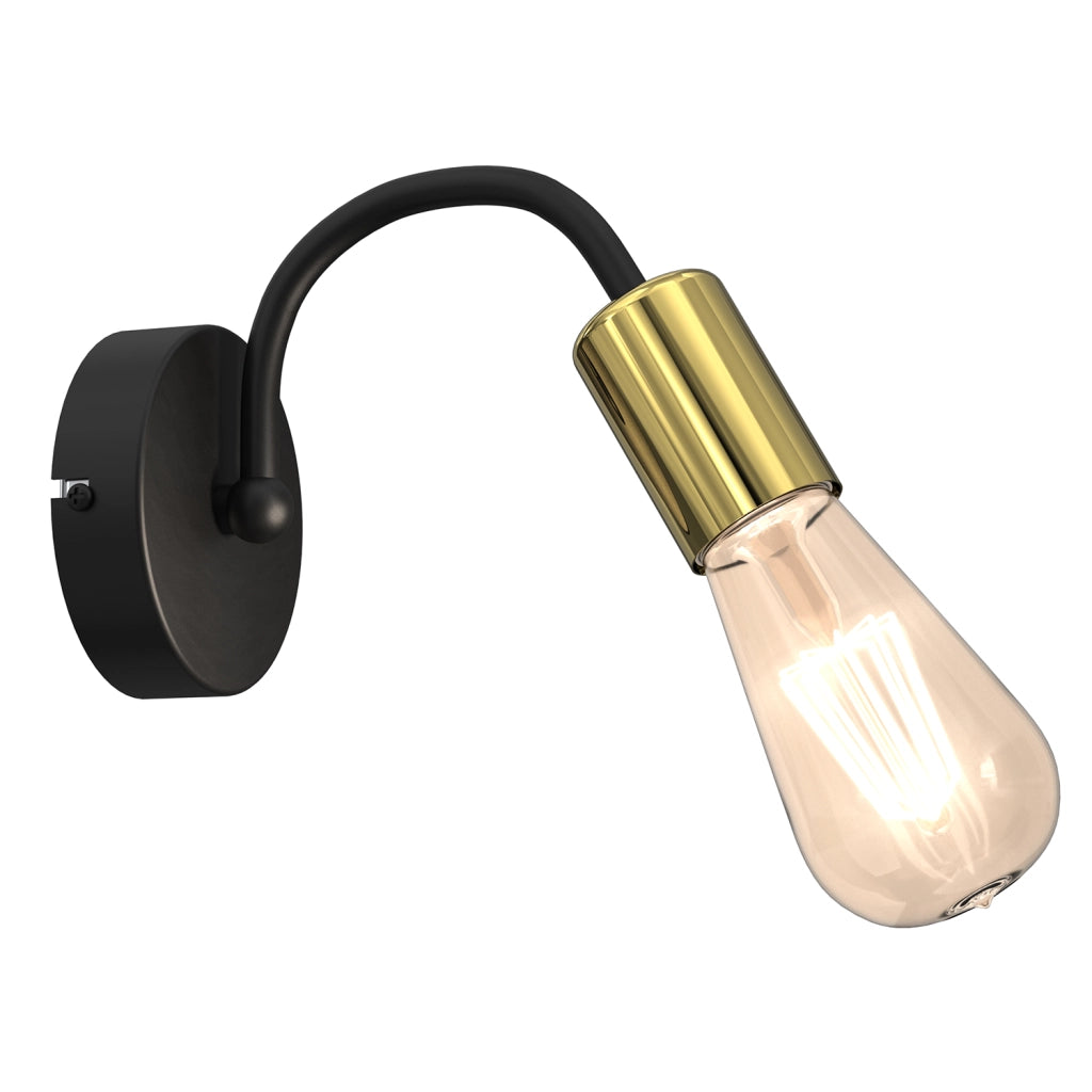 Applique a parete loft nero/oro Dow 1xE27 15W Luminex