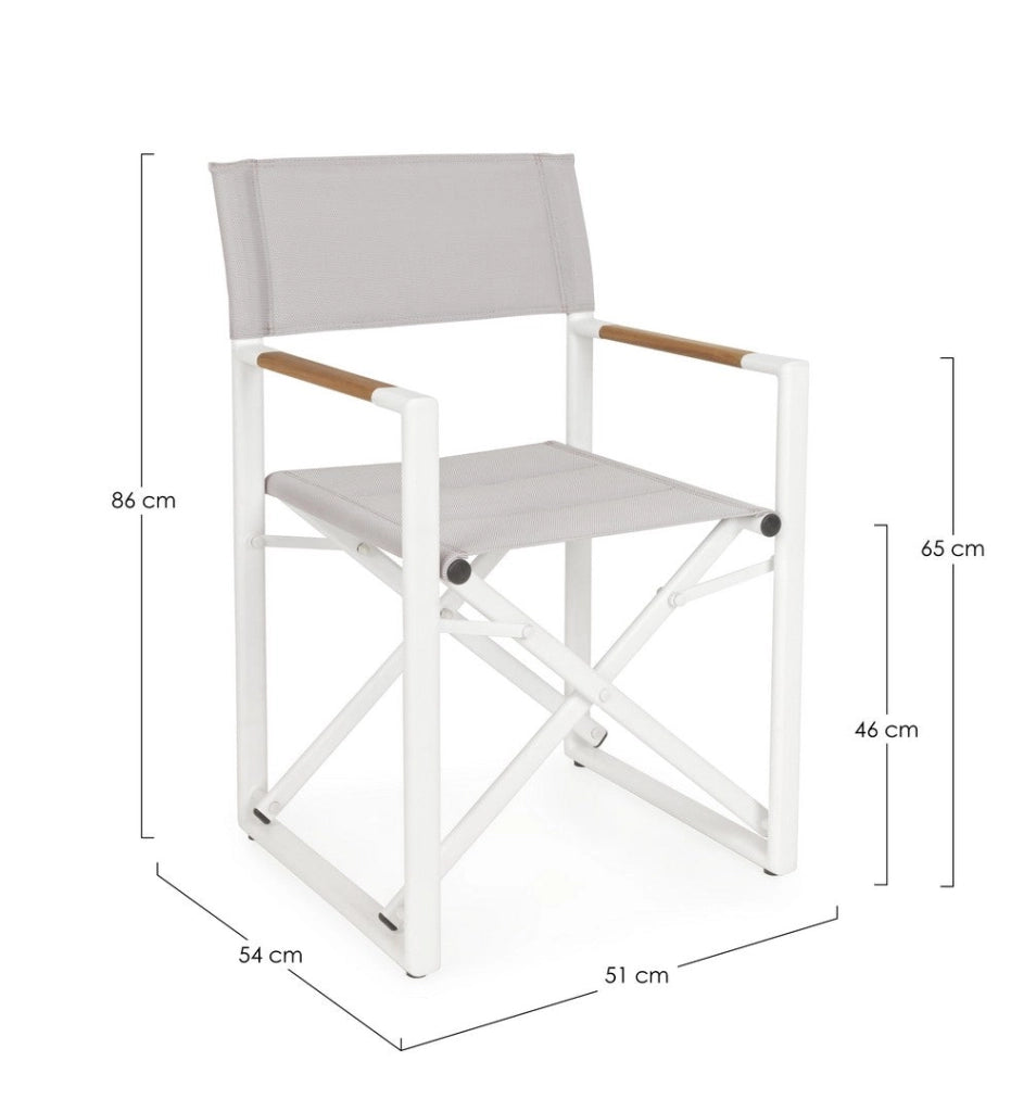 Set 2 Sedie Pieghevoli da Regista 51x54x86 cm in Alluminio Lagun Bianca