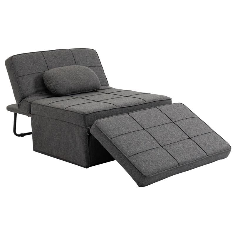 POLTRONA LETTO 3 IN 1 CON SCHIENALE REGOLABILE E CUSCINO IN TESSUTO EFFETTO LINO 95X179X78 CM GRIGIO