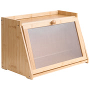 Contenitore per il pane in bambù marrone chiaro 41 x 25 x 25 cm con pannello frontale decorativo in acrilico trasparente stile scandinavo