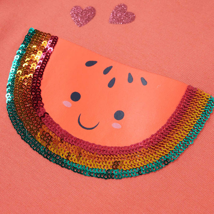 Maglietta da Bambina con Maniche Volant Corallo 128 10627