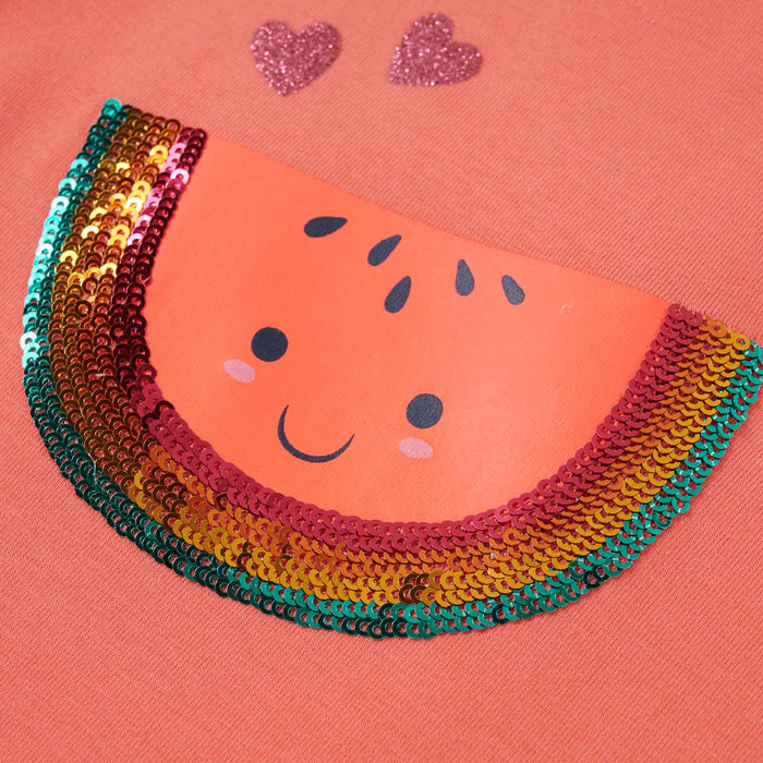 Maglietta da Bambina con Maniche Volant Corallo 140 10628