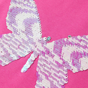 Maglietta da Bambina Maniche Aletta Rosa Scuro 128 10842