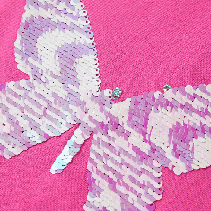 Maglietta da Bambina Maniche Aletta Rosa Scuro 128 10842