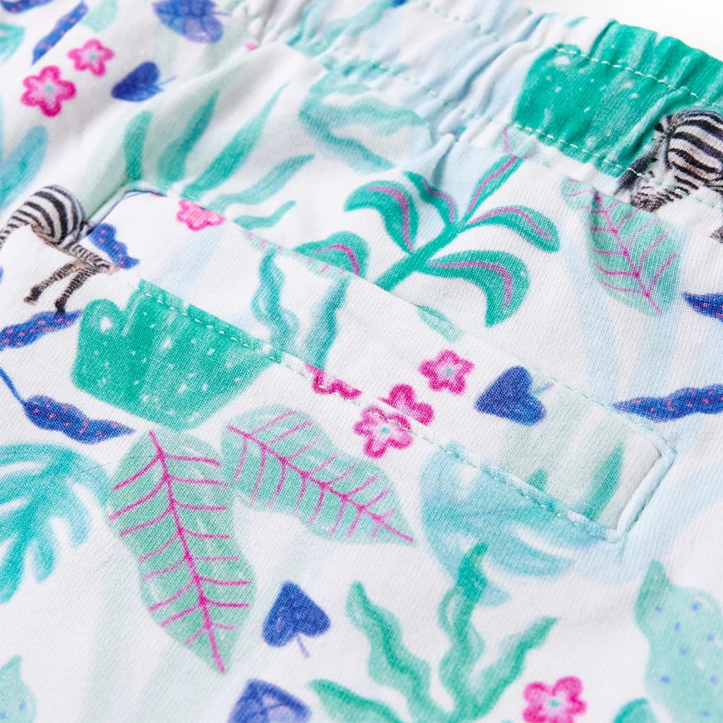 Pantaloncini per Bambini con Coulisse Ecru e Menta Scuro 104