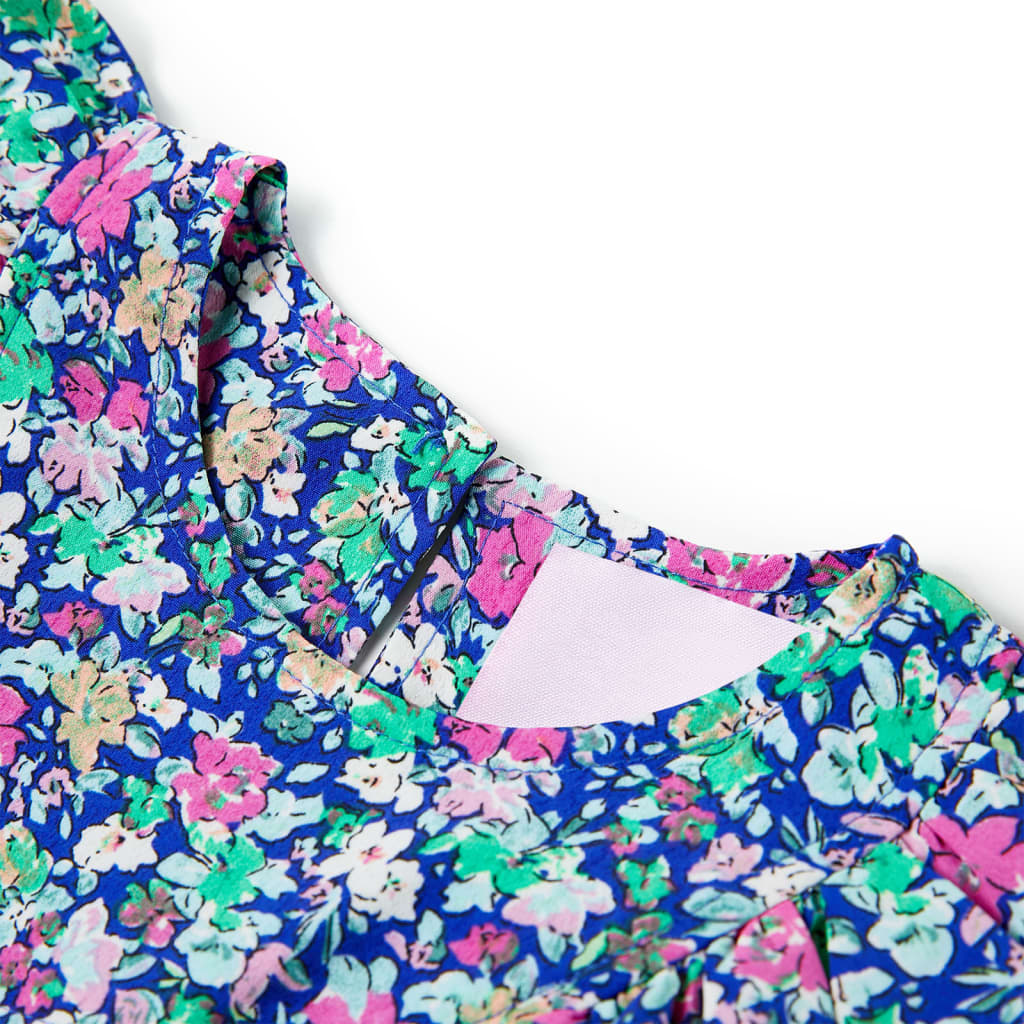 Abito da Bambina con Maniche a Volant Blu Cobalto 104cod mxl 110734