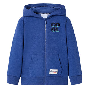Felpa con Cappuccio e Cerniera per Bambini Blu Scuro MÃ©lange 104cod mxl 133576