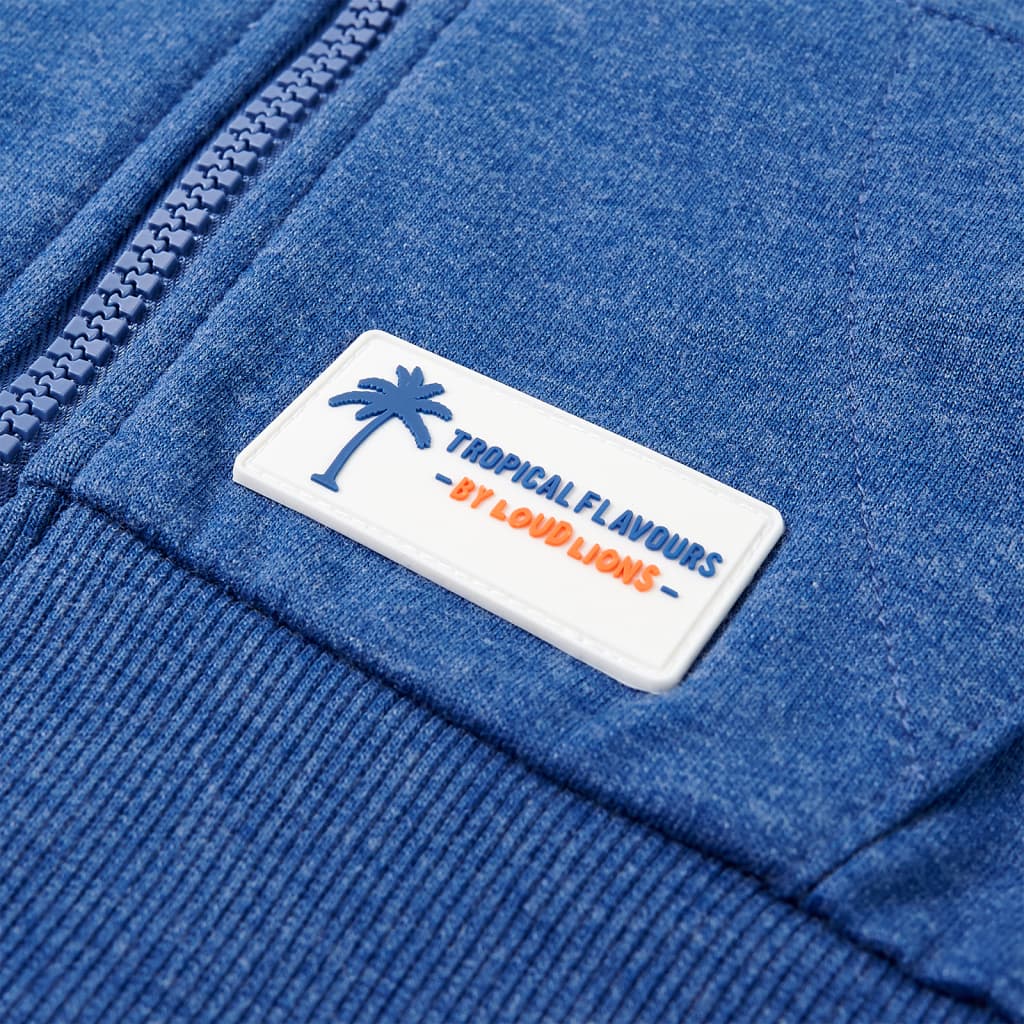 Felpa con Cappuccio e Cerniera per Bambini Blu Scuro Mélange 128 12357
